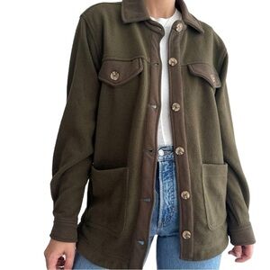 New Women’s BLANKNYC Olive Green Fleece Shacket Size S